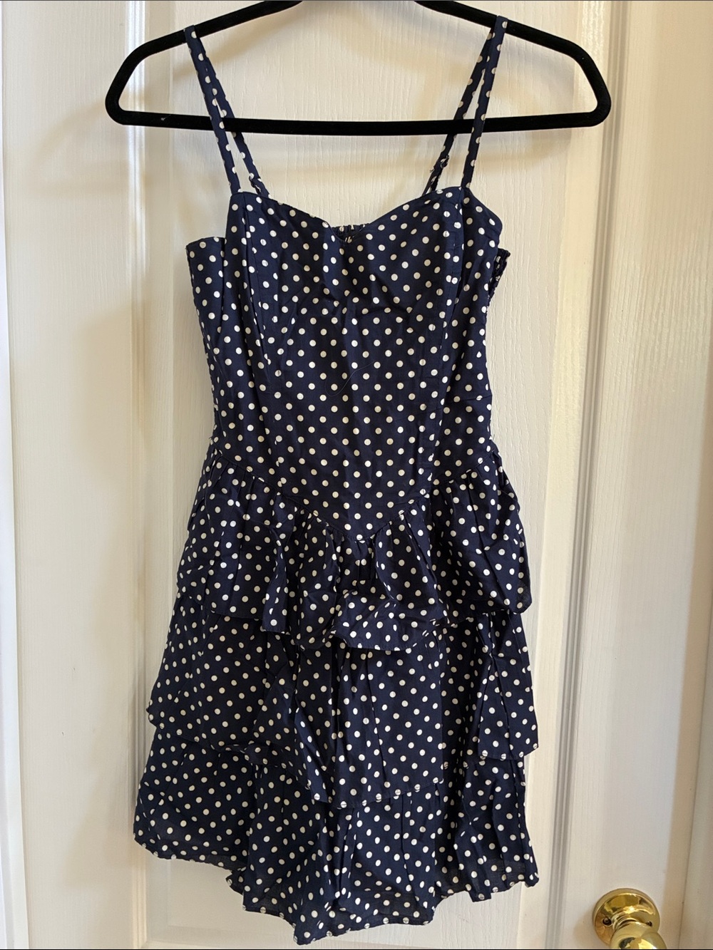 H&M DARLING! Navy Blue Polka Dot Tiered Sundress PERFECT FOR 4th of JULY🇺🇸🎇